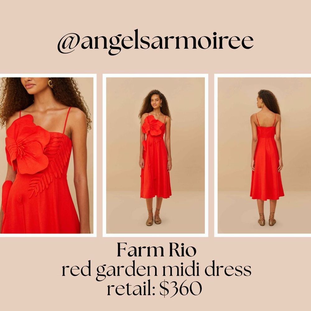 FARM Rio Vibrant Red Floral Midi Dress